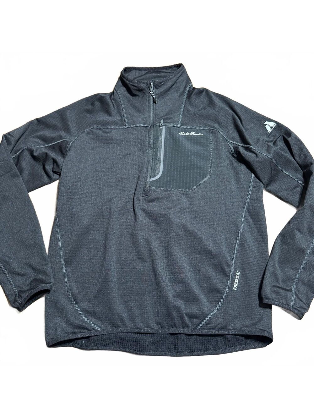 Eddie Bauer Mens First Ascent 1/4 Zip Grid Fleece M Black FreeHeat Gorpcore